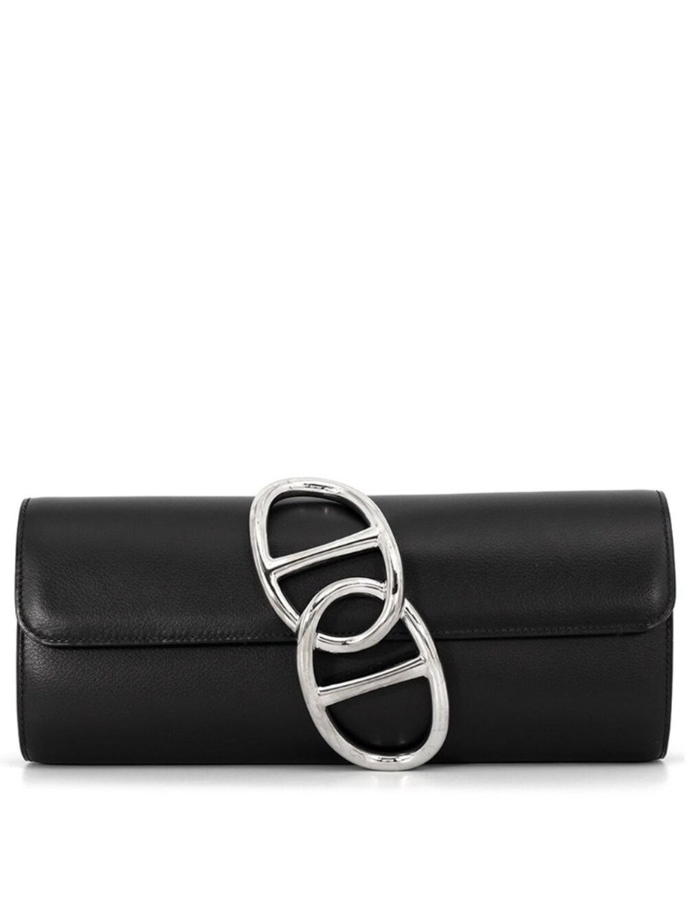 Hermes Clutch Pochette Eger Black Silver Ever Gray